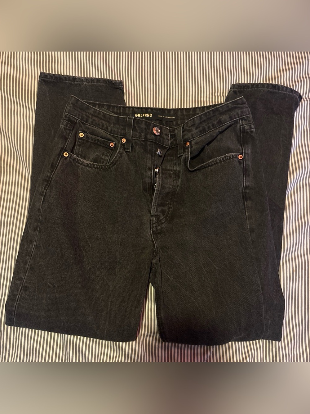GRLFRND Black Straight-Leg Jeans